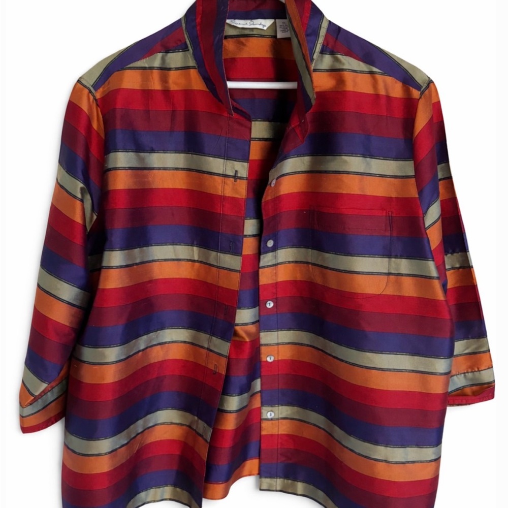 98% silk 2% who knows? French Laundry Women's Button Down Shirt